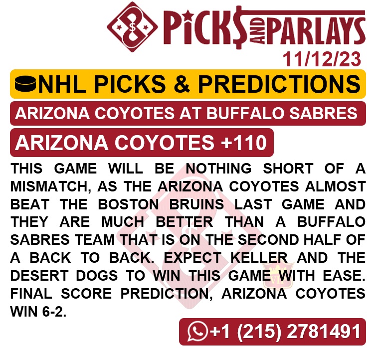 Picks and parlays VIP 11/12/23 NHL Picks & Predictions cuantoAcuanto