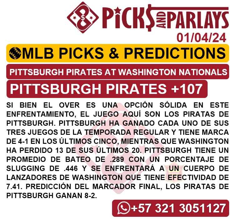 Picks and parlays VIP 01/04/24 MLB Picks & Predictions cuantoAcuanto