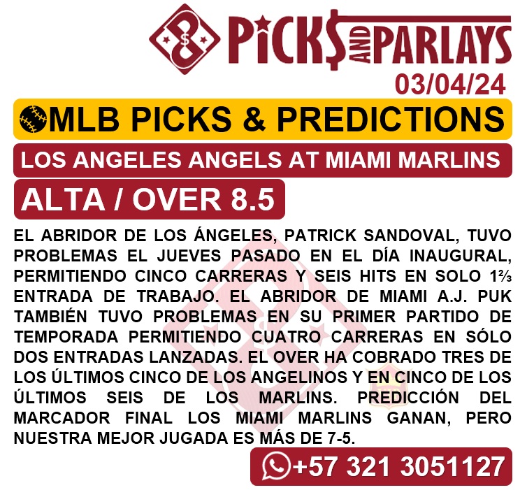 Picks and parlays VIP 03/04/24 MLB Picks & Predictions cuantoAcuanto
