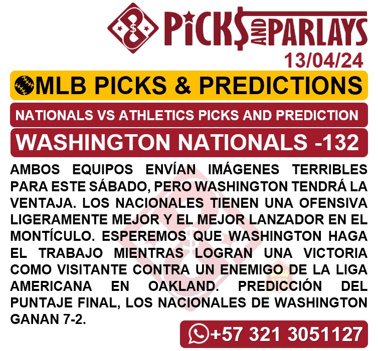 Picks and parlays VIP 13/04/24 MLB Picks & Predictions cuantoAcuanto