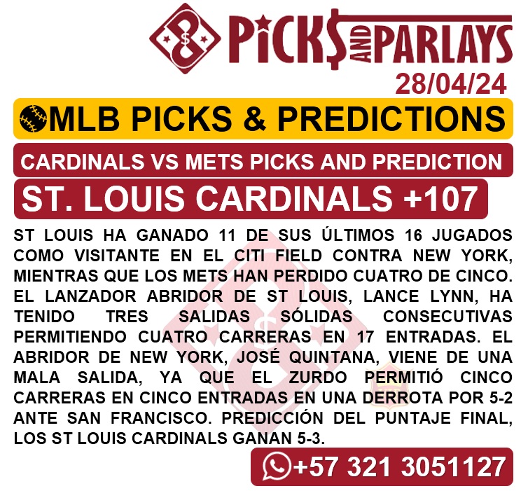 Picks and parlays VIP 28/04/24 MLB Picks & Predictions cuantoAcuanto