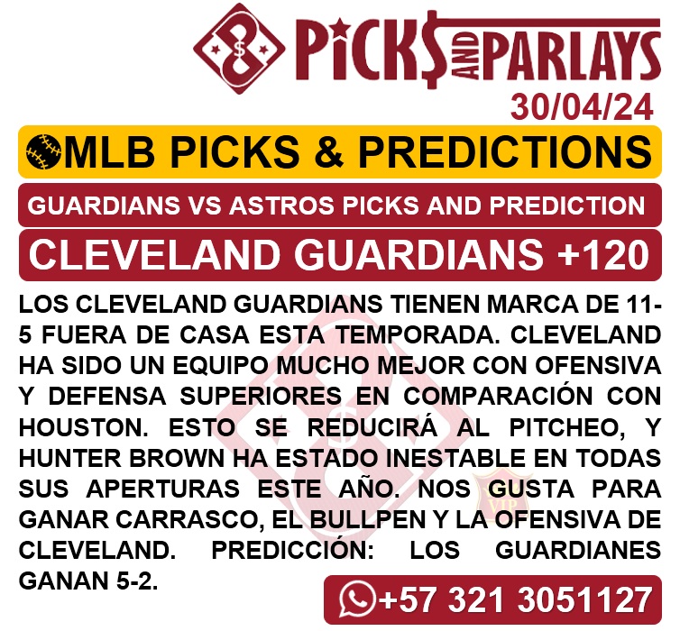 Picks And Parlays VIP – 30/04/24 – MLB Picks & Predictions – CuantoAcuanto