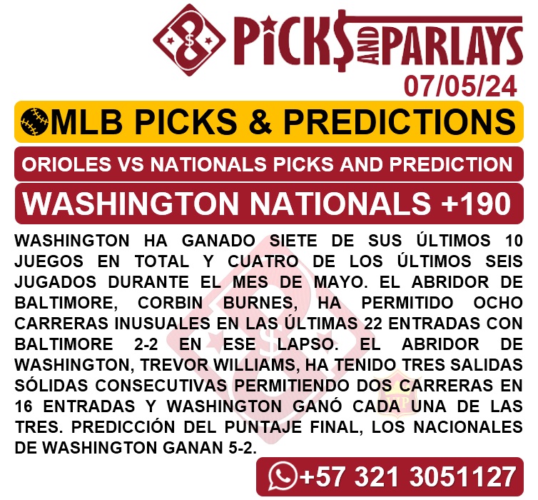 Picks and parlays VIP 07/05/24 MLB Picks & Predictions cuantoAcuanto