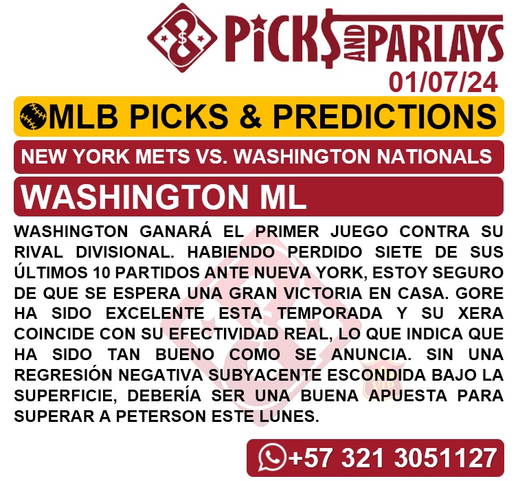 Picks and parlays VIP 01/07/24 MLB Picks & Predictions cuantoAcuanto
