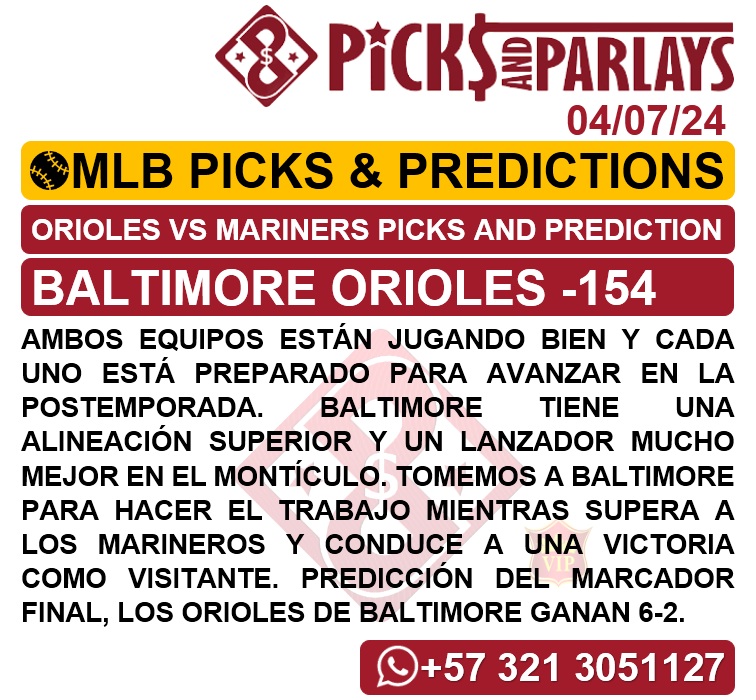 Picks and parlays VIP 04/07/24 MLB Picks & Predictions cuantoAcuanto