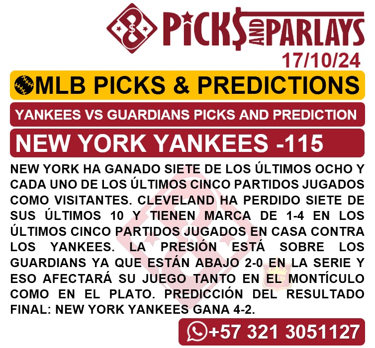 Picks and parlays VIP 17/10/24 MLB Picks & Predictions Scores